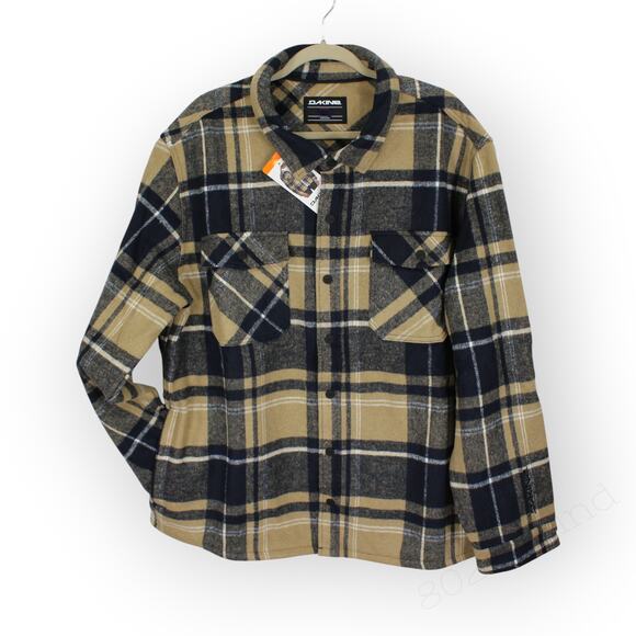 XXL NEW Dakine Shirt-Jac Shacket Chore Barn Snap Navy Khaki Plaid Flannel - Picture 1 of 14